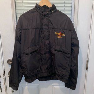 Pennzoil Penske Racing Jacket Mens L Black Vintage MVP‎ Made in USA Coat